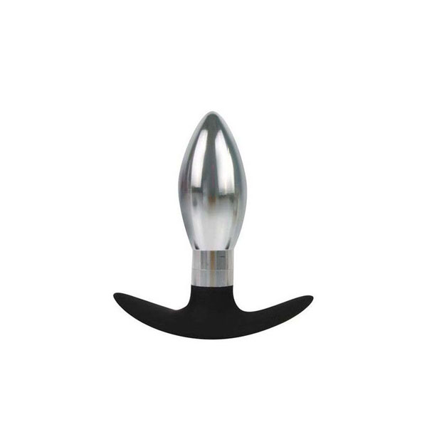 Каплевидная анальная втулка серебристо-черного цвета - 9,6 см.