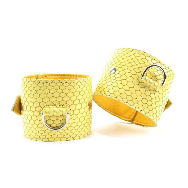 Кожаные наручники Желтый питон 