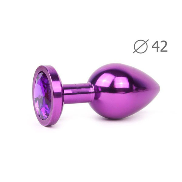 Коническая фиолетовая анальная втулка с фиолетовым кристаллом - 9,3 см.