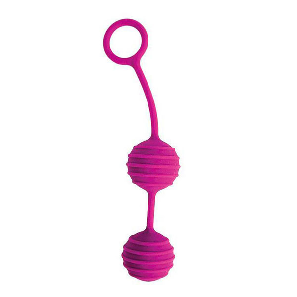 Ярко-розовые вагинальные шарики с ребрышками Cosmo