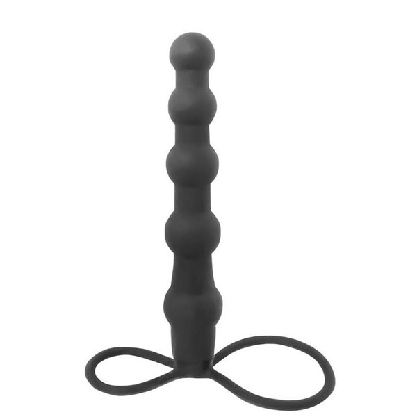 Черная ёлочка-насадка для двойного проникновения Mojo Bumpy - 15 см.