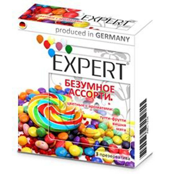 Цветные ароматизированные презервативы Expert Безумное ассорти - 3 шт.