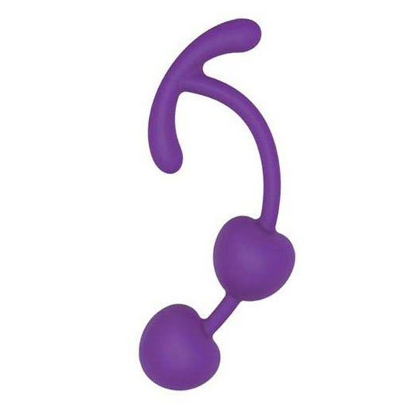Фиолетовые силиконовые вагинальные шарики с ограничителем