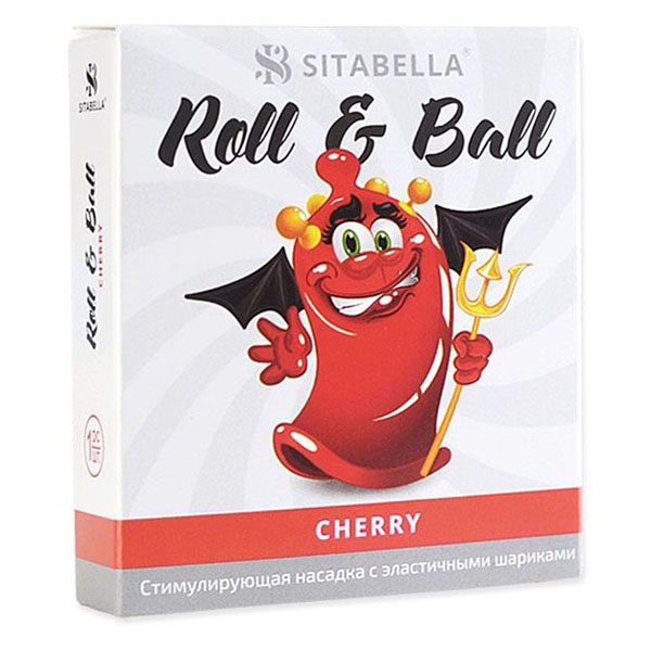 Стимулирующий презерватив-насадка Roll Ball Cherry