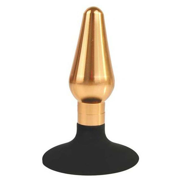 Золотисто-черная конусовидная анальная пробка - 9 см.