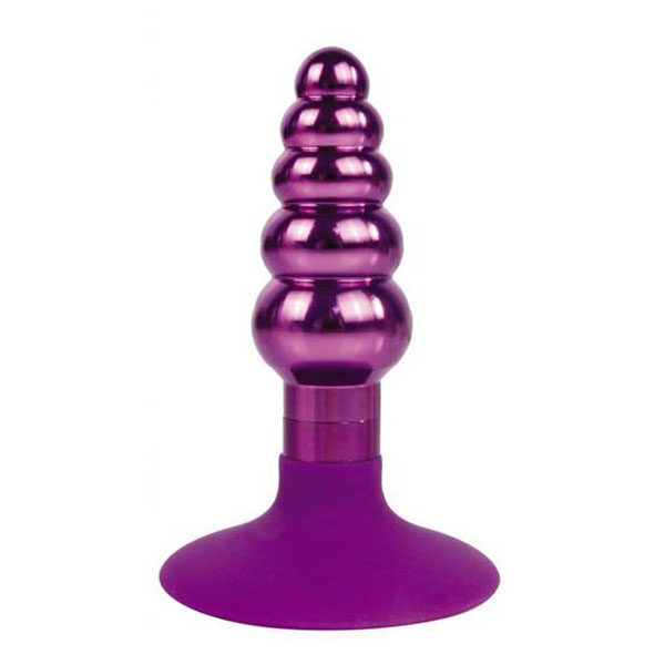Фиолетовая анальная пробка-елочка с ограничителем - 9 см.