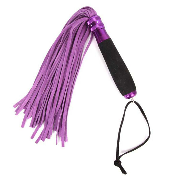 Фиолетовый флоггер с черной металлической ручкой Notabu - 40 см.