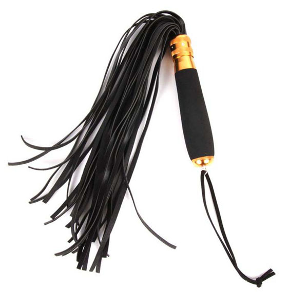 Черный флоггер с черно-золотистой металлической ручкой Notabu - 45 см.