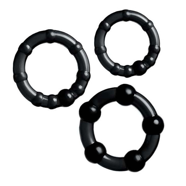 Набор из 3 черных силиконовых эрекционных колец разного размера
