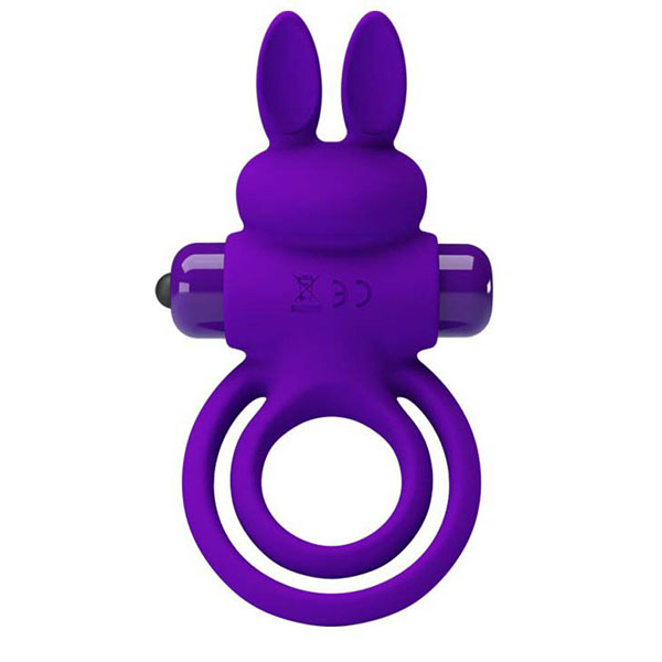 Фиолетовое эрекционное кольцо с вибростимуляцией клитора Vibrant Penis Ring III