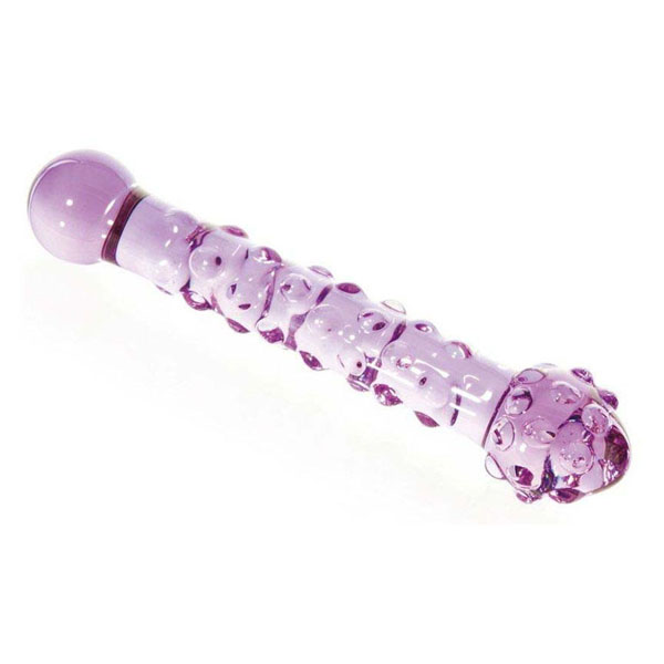 Нежно-фиолетовый стеклянный фаллоимитатор с шишечками - 18 см.