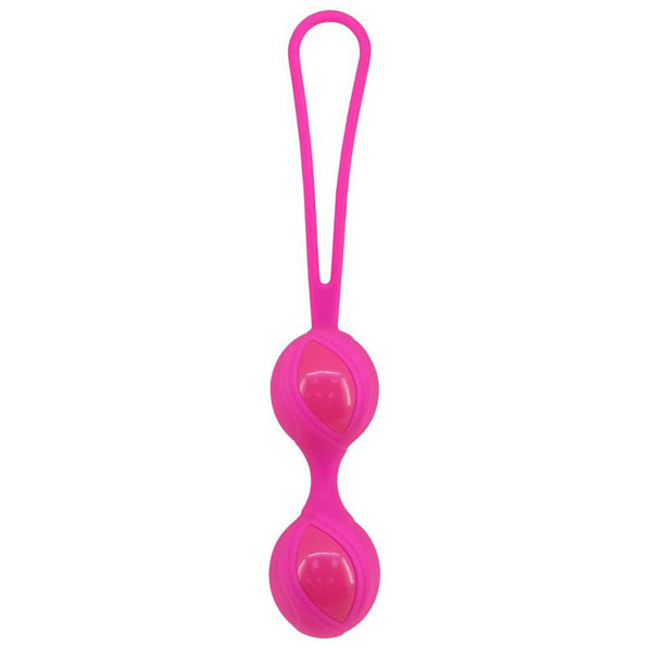 Розовые силиконовые вагинальные шарики с петелькой