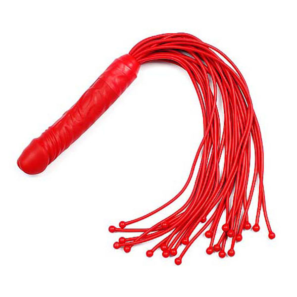 Красная плеть с ручкой-фаллосом - 55 см.
