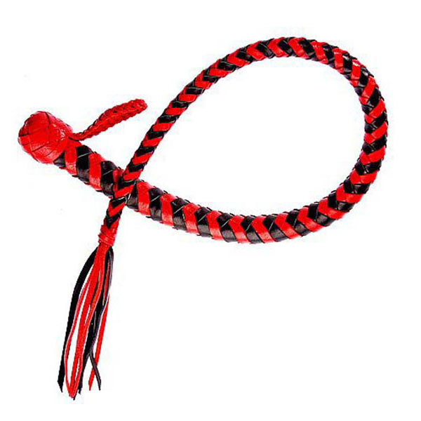 Плеть Змея из полосок кожи красного и черного цветов - 60 см.