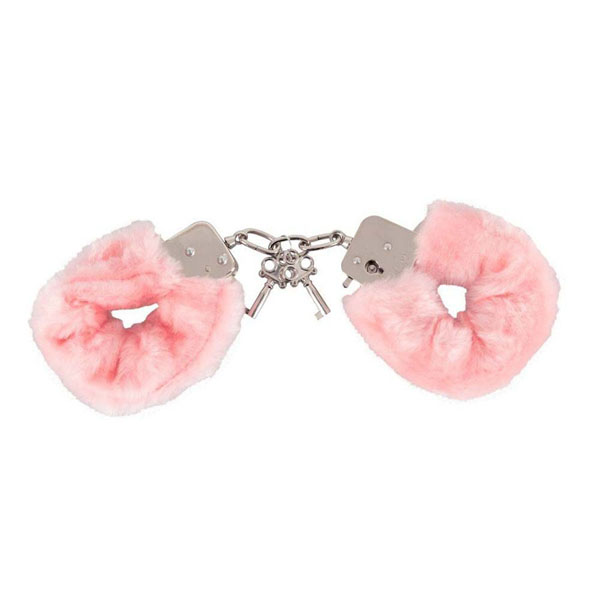 Розовые меховые наручники Love Cuffs Rose