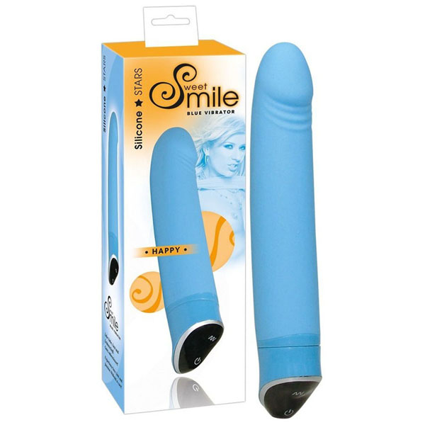 Голубой вибратор Smile Happy - 22 см.
