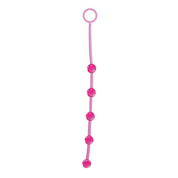 Розовая анальная цепочка с 5 шариками JAMMY JELLY ANAL 5 BEADS PINK - 38 см.