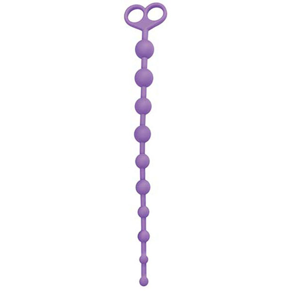 Фиолетовая анальная цепочка с 10 звеньями ANAL JUGGLING BALL SILICONE - 33,6 см.