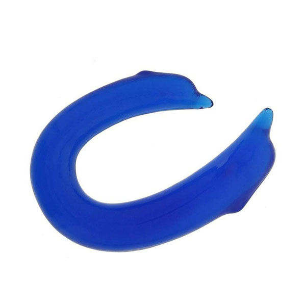 Двусторонний фаллоимитатор DOUBLE ENDED DOLPHIN CLEAR BLUE - 28,9 см.