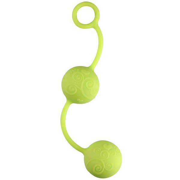 Зелёные вагинальные шарики с завитушками на поверхности