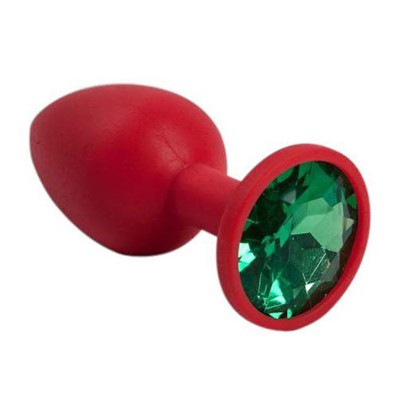 Красная силиконовая пробка с зеленым кристаллом - 7,1 см.
