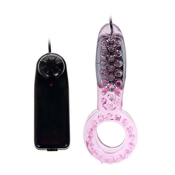 Нежно-розовое эрекционное кольцо с вибратором