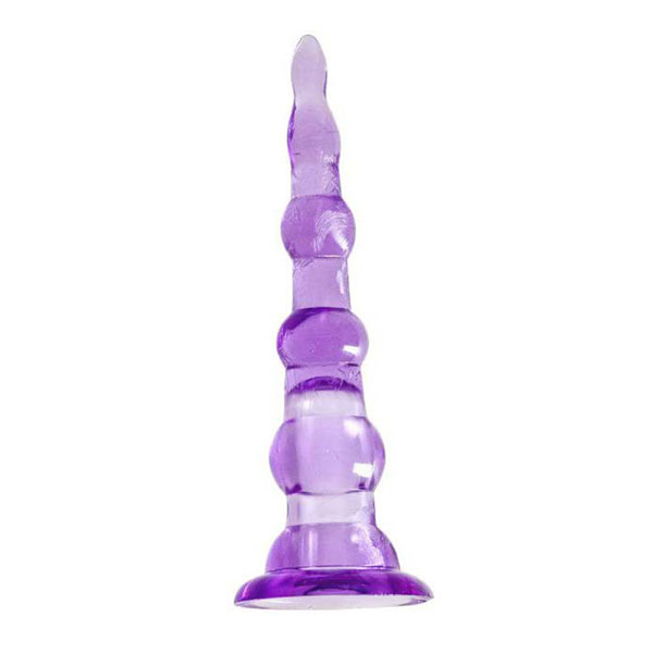 Фиолетовый анальный вибромассажёр-ёлочка - 14,5 см.