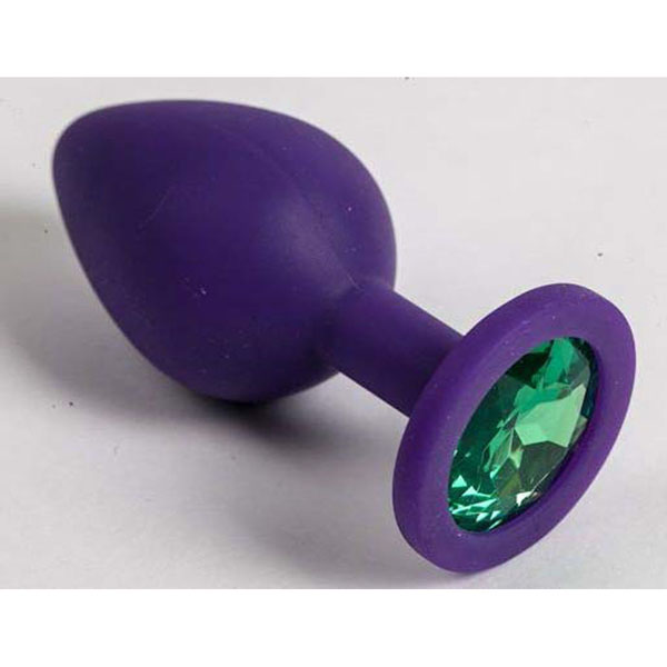 Фиолетовая силиконовая пробка с зеленым кристаллом - 9,5 см.