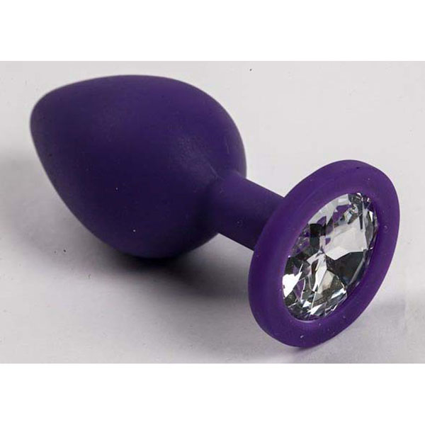 Фиолетовая силиконовая пробка с прозрачным кристаллом - 9,5 см.