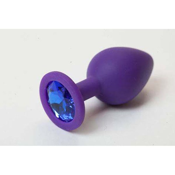 Фиолетовая силиконовая пробка с синим кристаллом - 9,5 см.