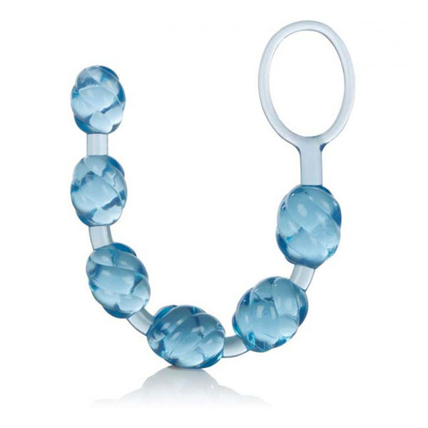 Голубая анальная цепочка Swirl Pleasure Beads - 20 см.