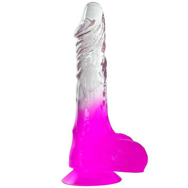 Фиолетовый фаллоимитатор с прозрачным стволом и присоской - 17,8 см.