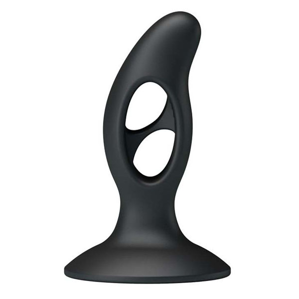 Чёрный массажёр простаты Silicone Butt Plug - 9,3 см.
