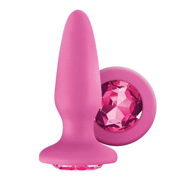 Розовая анальная пробка с розовым кристаллом Glams Pink Gem - 10,4 см.