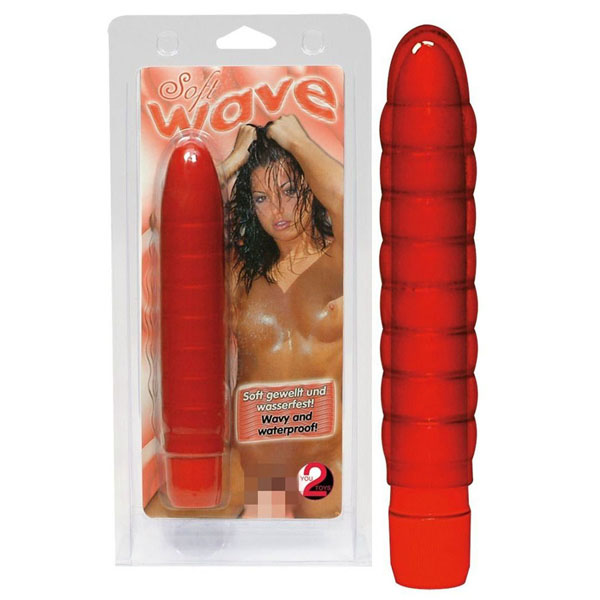 Красный водонепроницаемый вибратор Soft Wave - 18,5 см.
