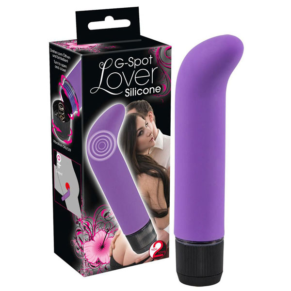Фиолетовый вибратор с загнутым кончиком G-Spot Lover - 14,5 см.