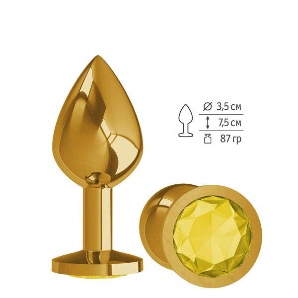Золотистая средняя пробка с желтым кристаллом - 8,5 см.