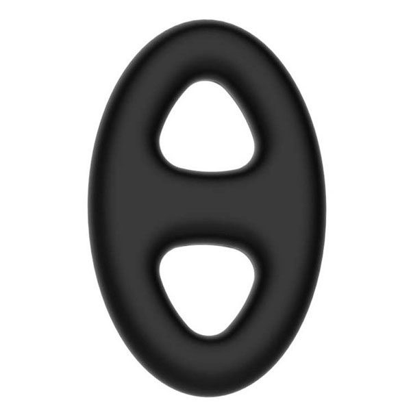 Чёрное эрекционное кольцо с петлёй для мошонки