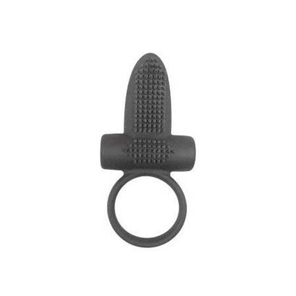 Чёрное эрекционное кольцо с вибрацией и язычком Sex Expert