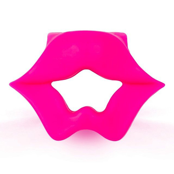 Розовое эрекционное виброкольцо в форме губ