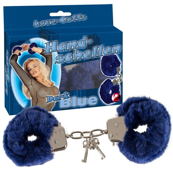 Меховые наручники синего цвета