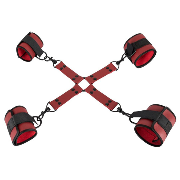Красно-черная фиксация крестовая для рук и ног Bondage Set