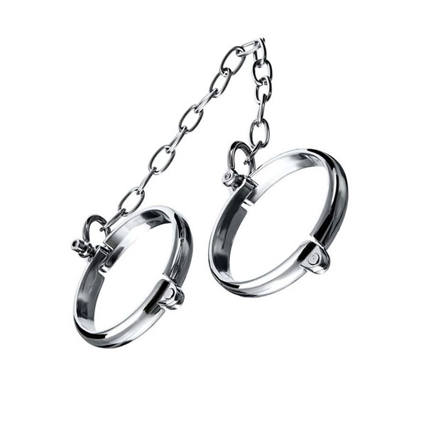 Серебристые металлические наручники с цепочкой Metal - размер S